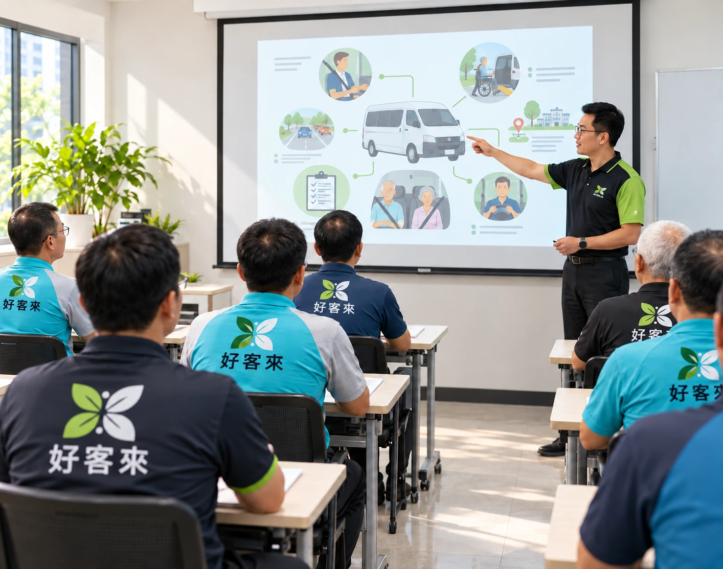 好客來長照交通駕駛員參與接送安全與服務流程教育訓練示意情境